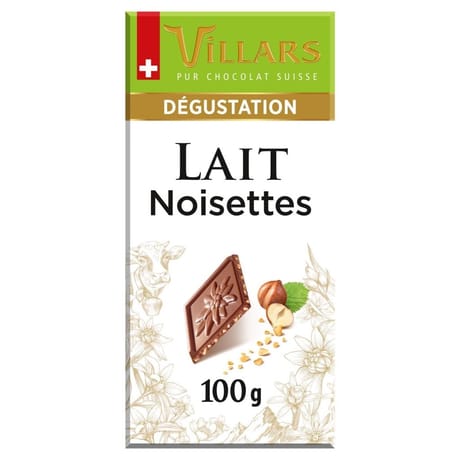 Villars tablette dégustation lait aux éclats de noisettes 100g