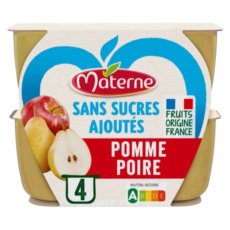 Materne compotes coupelles pomme poire 4x100g