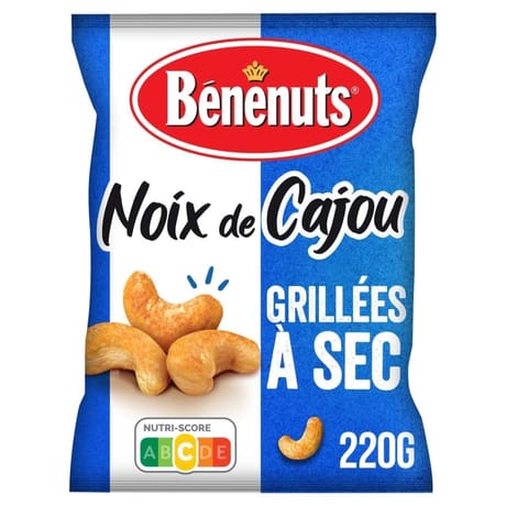 Bénénuts  noix de cajou grillées à sec 220g