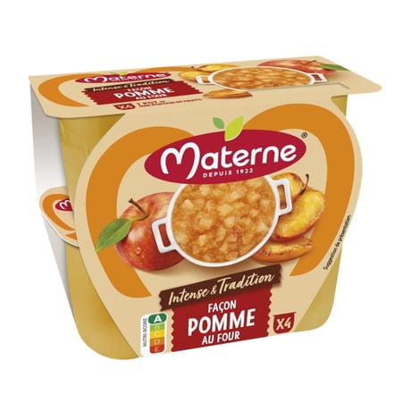 Materne Compotes coupelles intense et tradition pomme 4x97g