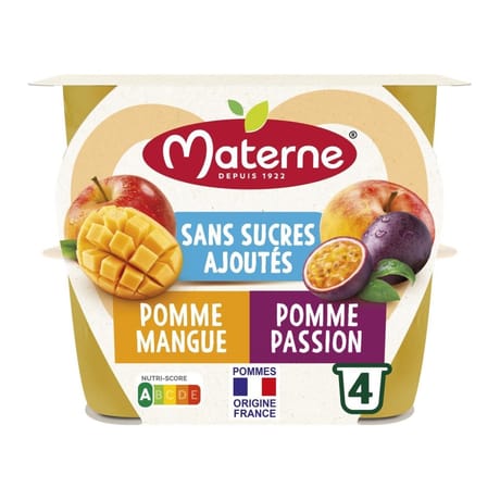 Materne compotes duo pomme, mangue, pomme, passion 4x100g -400g