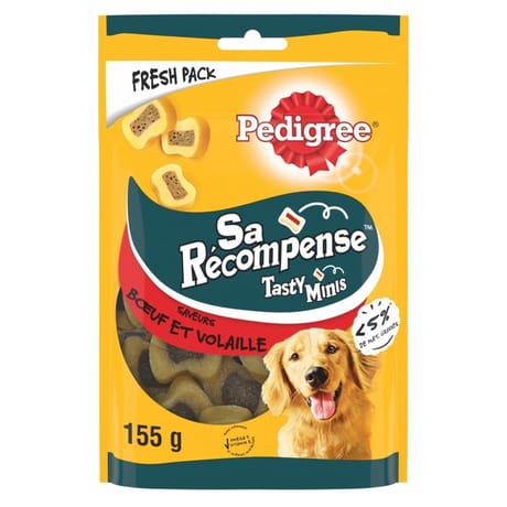 Pedigree friandises pour chien sa récompense au boeuf et à la volaille 155g