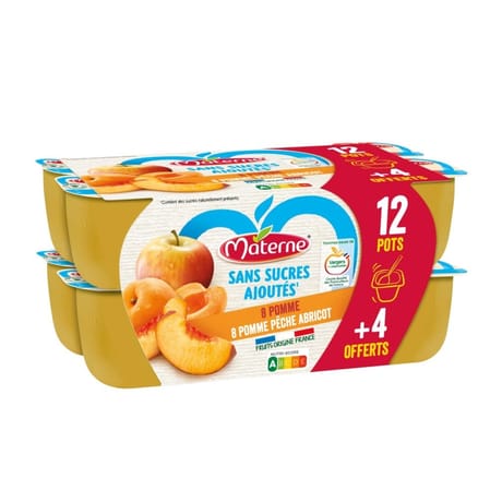 Materne compotes coupelles sans sucres ajoutés 16x100g -1600g