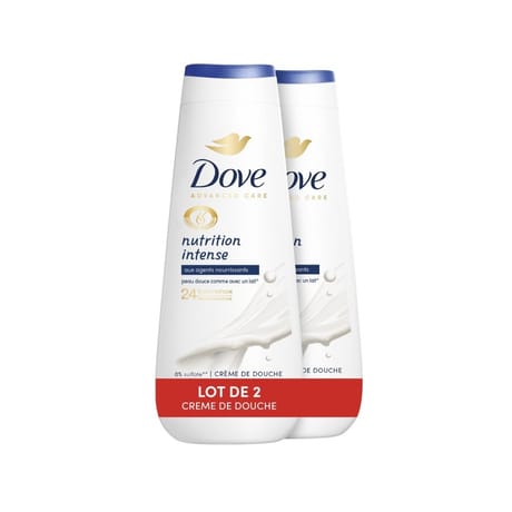 Dove crème douche nutrition intense aux agents nutrissants 2x225ml
