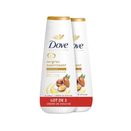 Dove crème douche surgras nourrissant huile d'argan 2x225ml