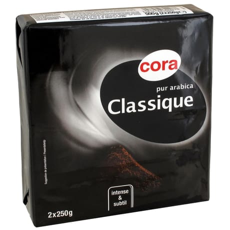 Cora café moulu pur arabica classique 2x250g - 500g