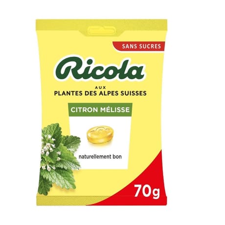 Ricola citron mélisse sans sucre sachet 70g