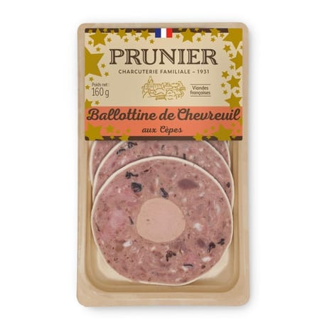 Prunier ballottine de Noël chevreuil aux cêpes 160g