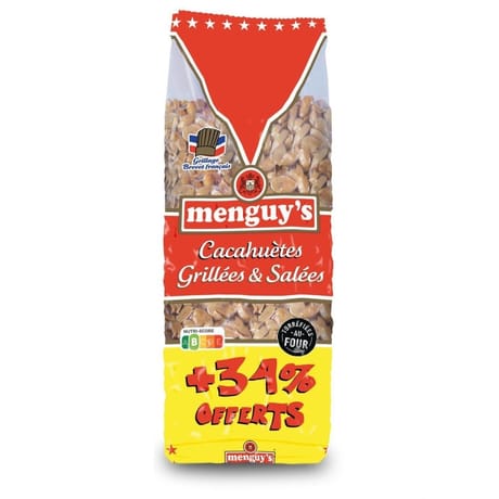 Menguy's cachuetes grillees salees 500 g + 34% offerts