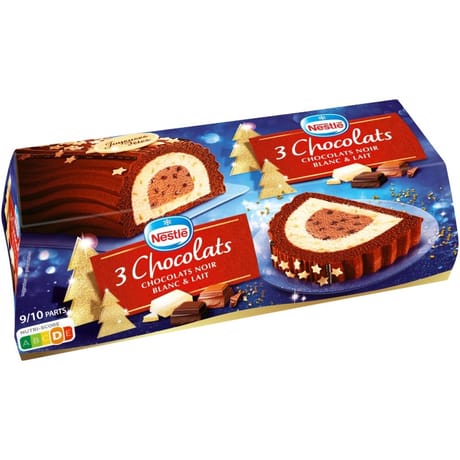 Nestlé bûche 3 chocolats 9/10 parts 540g