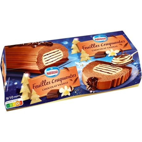 Nestlé bûche feuilles craquantes chocolat vanille 9/10 parts 540g