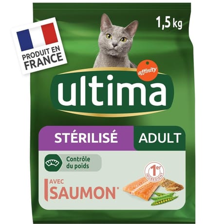 Ultima chats stérilisés au saumon et à l'orge 1,5kg