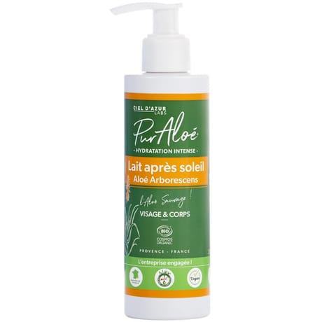 Pur'aloe lait après soleil hydratation intense à l'aloe arborescens bio 200ml