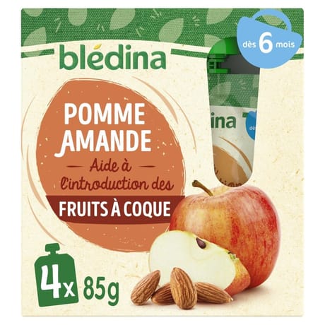 Bledina gourdes pommes amandes dès 6 mois 4x85g - 340g