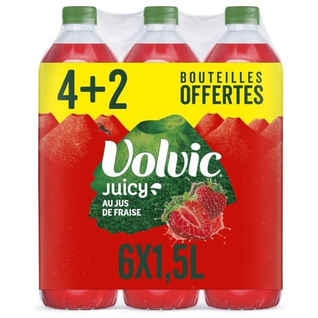 Volvic juicy fraise 4+2x1.5l gratuits