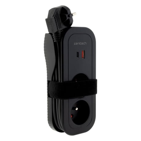 Zenitech bloc nomade 2x16A+USB+A+C 3.4A3G1 1,6m