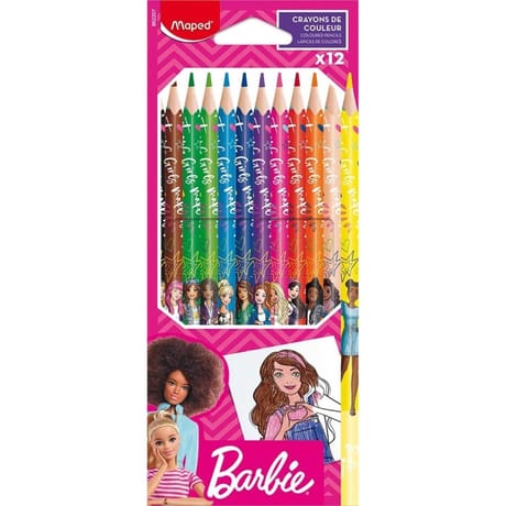 Maped crayons de couleur barbie x12 boîte carton