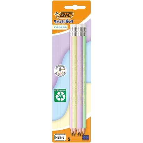 Crayon graphite evolution pastel bout gomme x5