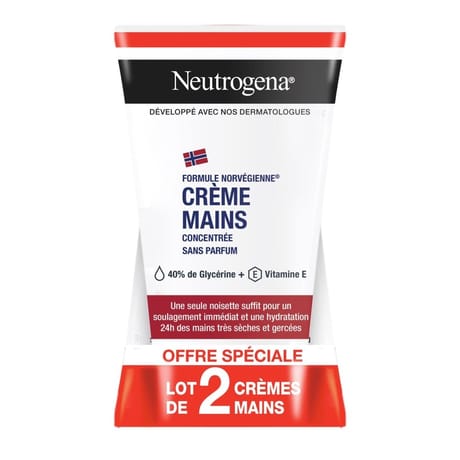 Neutrogena duo crème mains apaisante sans parfum 2 x 50ml