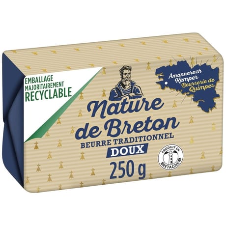 Nature de breton beurre doux traditionnel 82% mg 250g