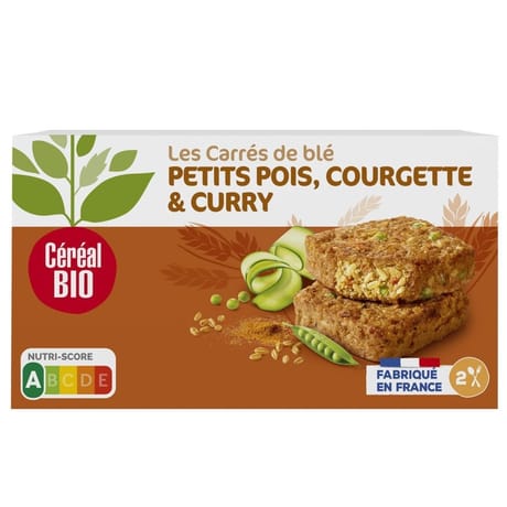 Céréal bio tendres carrés de blé courgettes curry 200g