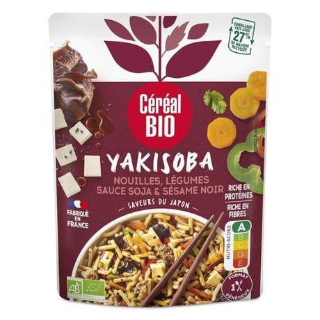 Céréal bio doy yakisoba nouilles légumes sauce soja et sésame noir 240g