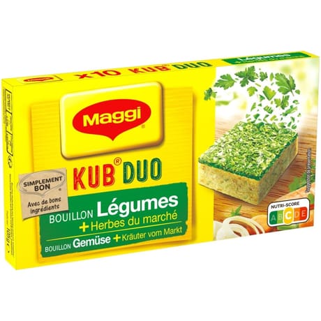 Maggi bouillon kub duo de légumes + herbes du marché 105g