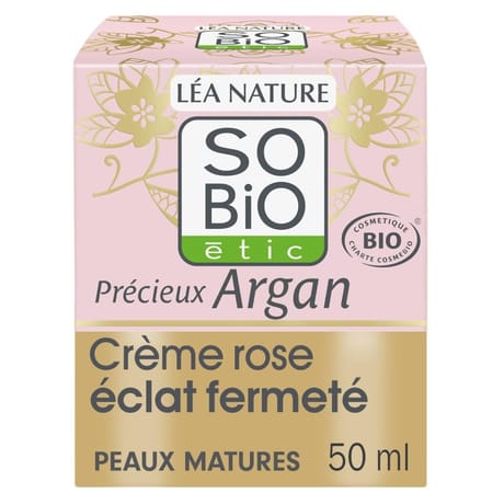 So Bio crème rose éclat fermeté précieux argan peaux matures 50ml
