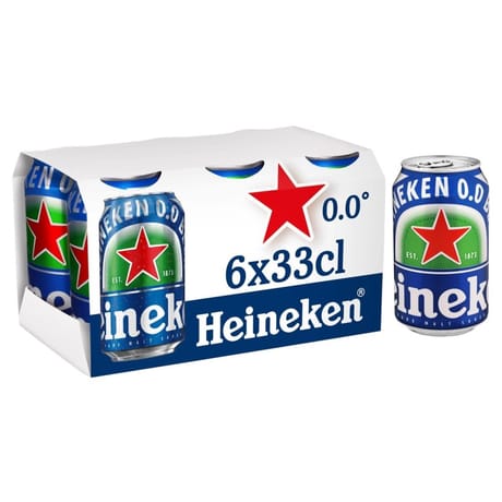 Heineken bière blonde 0.0% vol boite 6x33cl