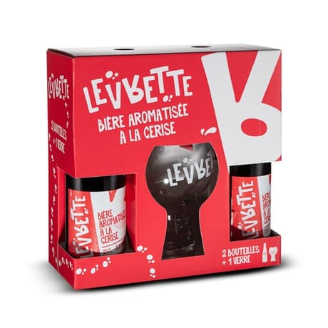Coffret levrette cherry 2x25cl +1 verre 3.5%vol