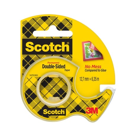 Scotch ruban adhésif double face 6 mètresx12 mm rouleau dévidoir