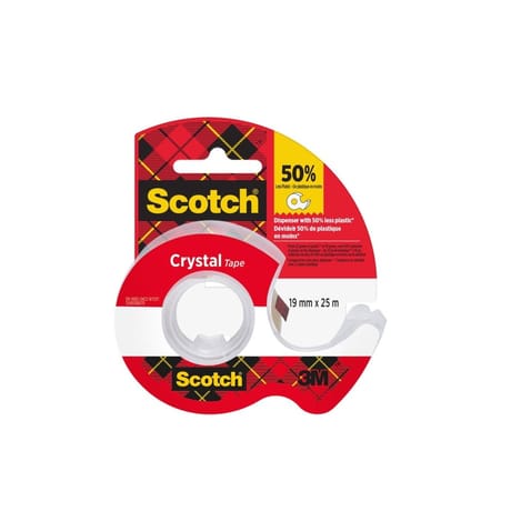Scotch ruban adhésif super transparent 25 mètresx19 mm rouleau dévidoir