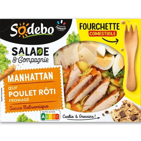 Sodebo salade & cie Manhattan poulet pâtes oeuf crudités 320g