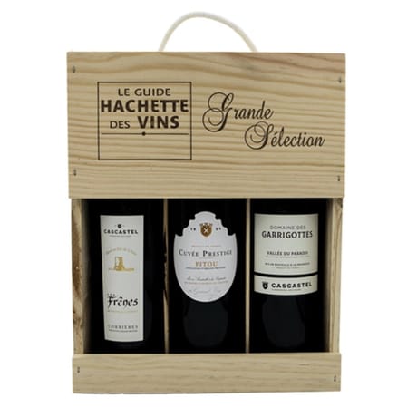 Coffret Bois 3 Bouteilles "Grande Sélection Guide Hachette" 14% Vol. 3x75 cl