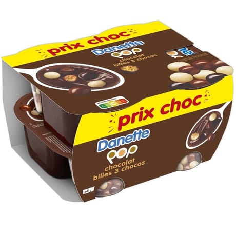 Danette pop chocolat billes 3 chocos 4X117G prix choc