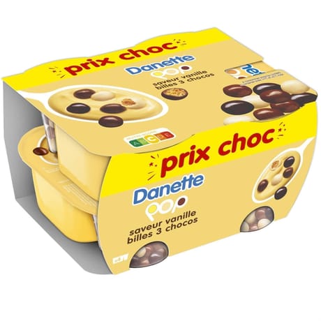 Danette pop saveur vanille billes 3 chocos 4X117G prix choc