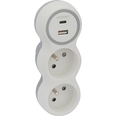 Zenitech biplite 1 blanc/gris 6A + chargeur usb