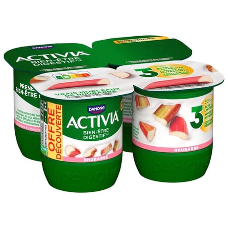 Activia bifidus fruits rhubarbe 4x125g offre découverte