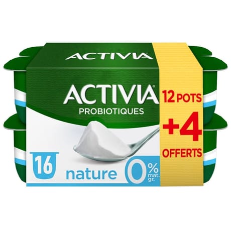 Activia bifidus 0% nature 12x125g + 4 offerts