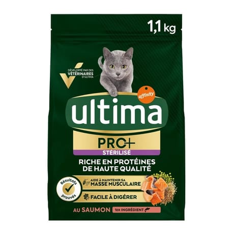 Ultima croquettes chat stérilisé pro+ adulte poisson - 1.1kg