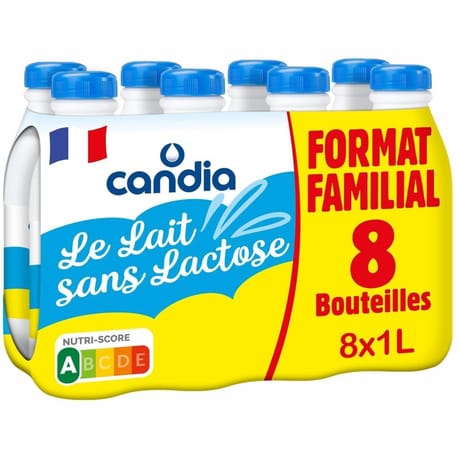 Candia doux & léger facile à digérer sans lactose 8x1l format familial