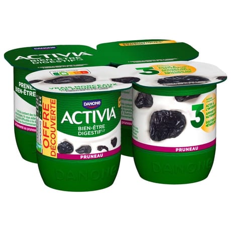 Activia bifidus fruits pruneaux 4x125g offre découverte