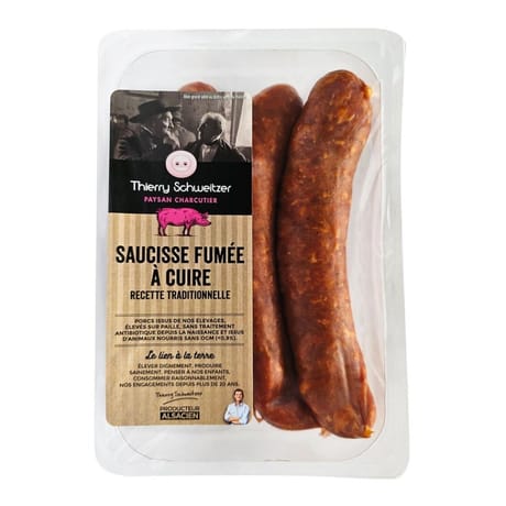 Saucisse fumée à cuire x3  300g schweitzer