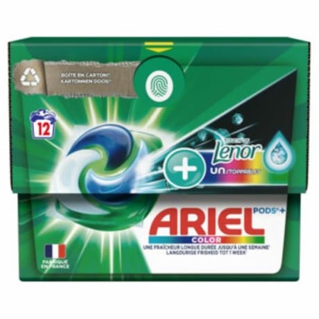 Ariel pods all in 1 couleur + lenor unstoppables 266.4g 12sc