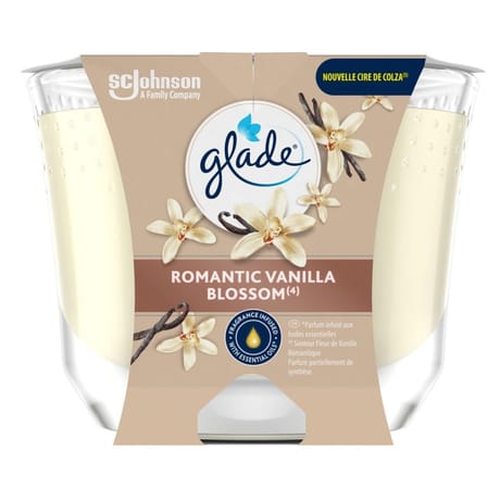 Glade bougie longue durée romantic vanilla blossom 204g