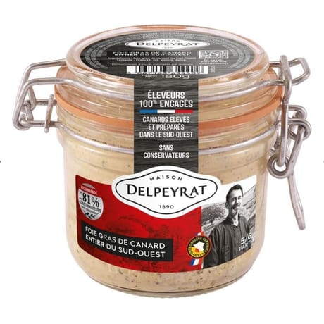 Delpeyrat foie gras de canard entier du sud ouest bocal 180g