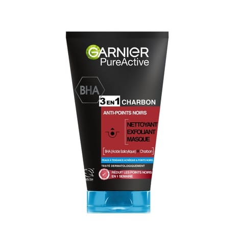 Garnier pure active 3en1 charbon anti-points noirs 150ml
