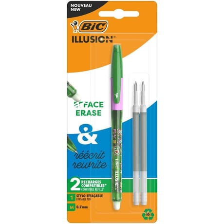 Bic stylo effacable encre vertex1+2 recharges