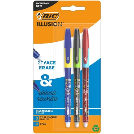 Bic stylos gel effacables assortis x3