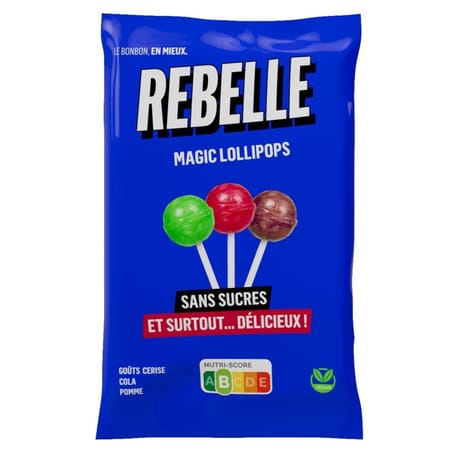 Rebelle sucettes sans sucre magic lollipops 50g